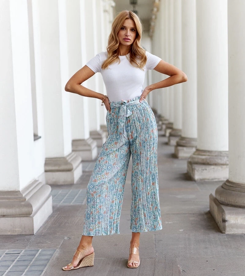 Gemre Pantaloni verzi plisați cu flori de Macognano