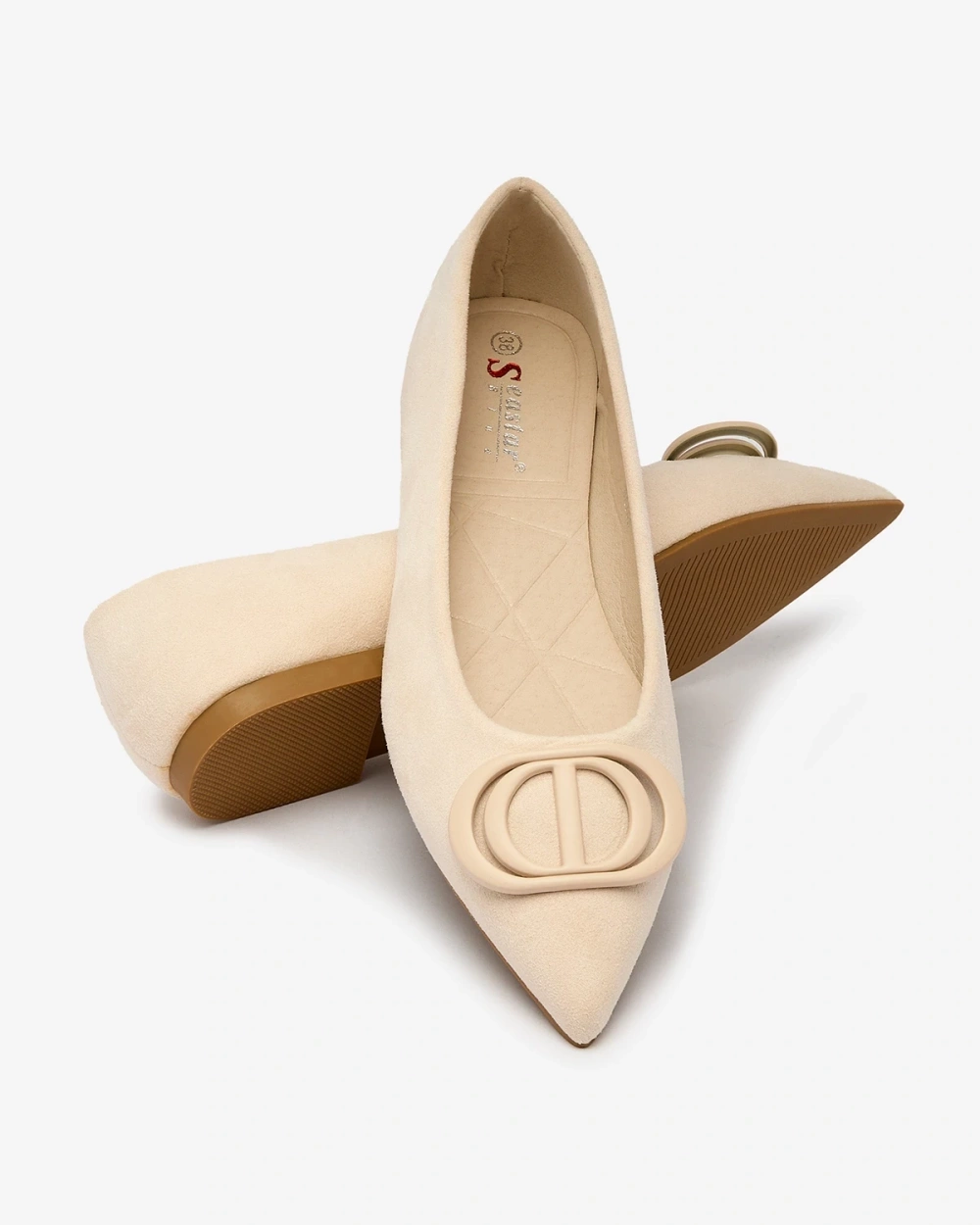 Resti Beige women&#039;s pointed-toe ballerinas with embellishment on the nose Tidita