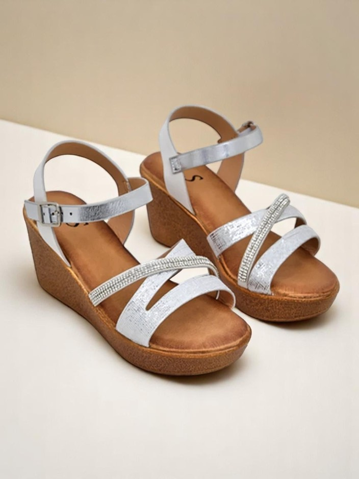 Resti Women's wedge sandals with rhinestones and glitter Eclat