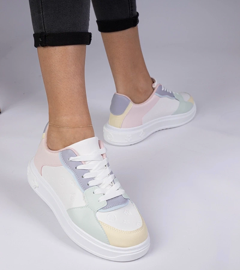 Gemre Adidași sport alb-albaștri din piele ecologică Lavilia