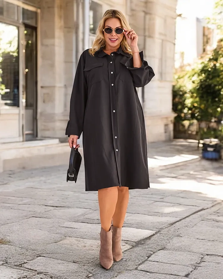 Resti Women's fabric dress with buttons PLUS SIZE