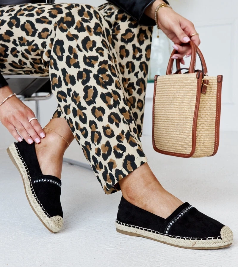Gemre Espadrile negre cu zirconii Abia