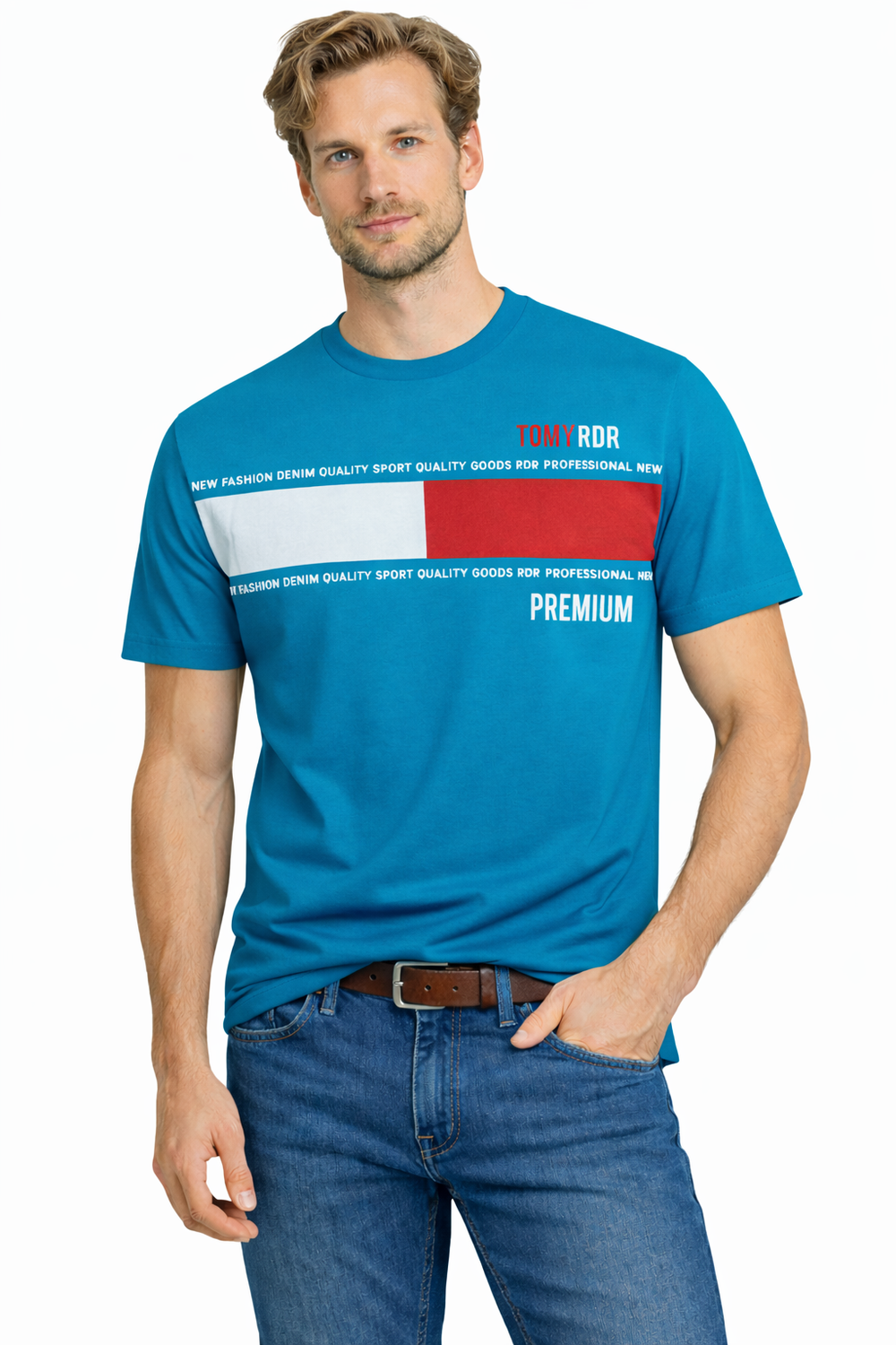 Мъжка тениска пуловер 3031 син