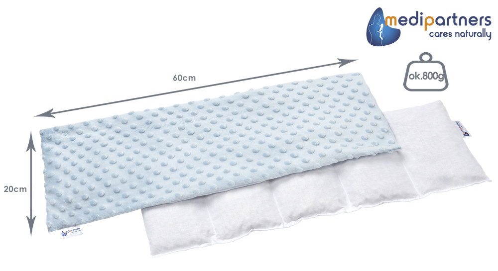 Medi Partners Thermophor with cherry seeds large 20x60 – 5 chambers Minky – Light blue