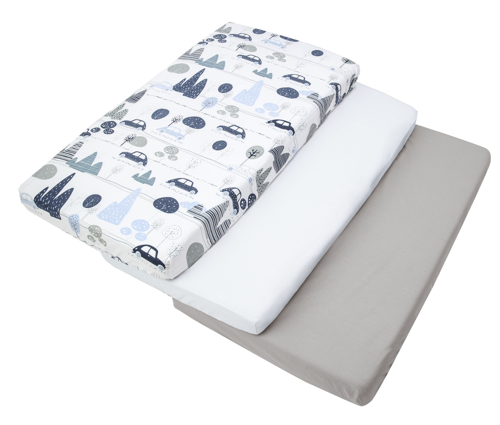 Medi Partners Set of 3 pcs. Fitted Sheet 60x120 cm 100% Cotton Baby Bed Linen Mattress
