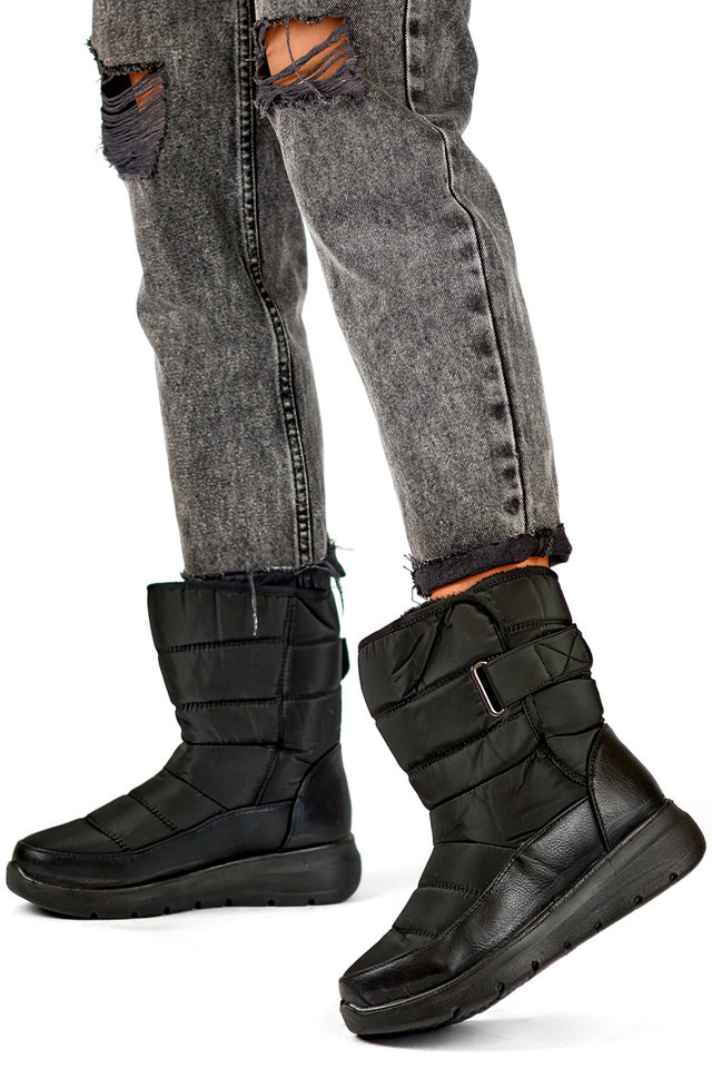 primohurt Czarne śniegowce na rzep buty ocieplane na zimę