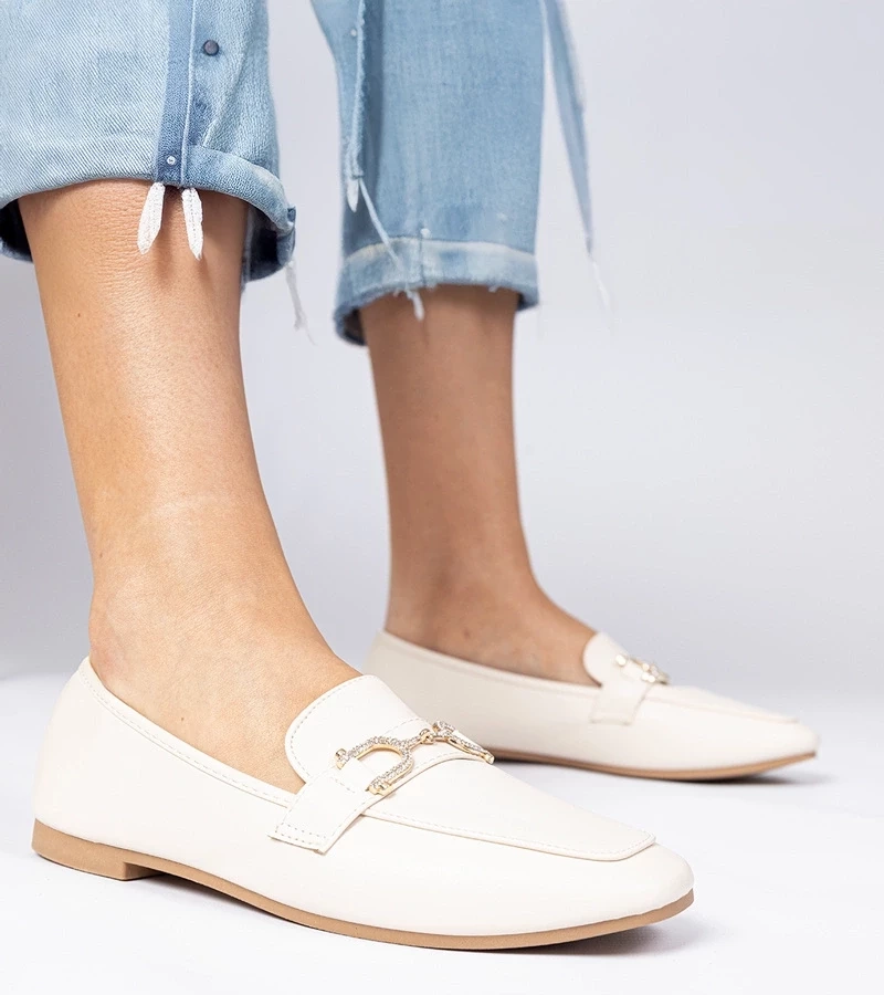 Gemre Mocasini eleganți bej cu zirconii Banzao