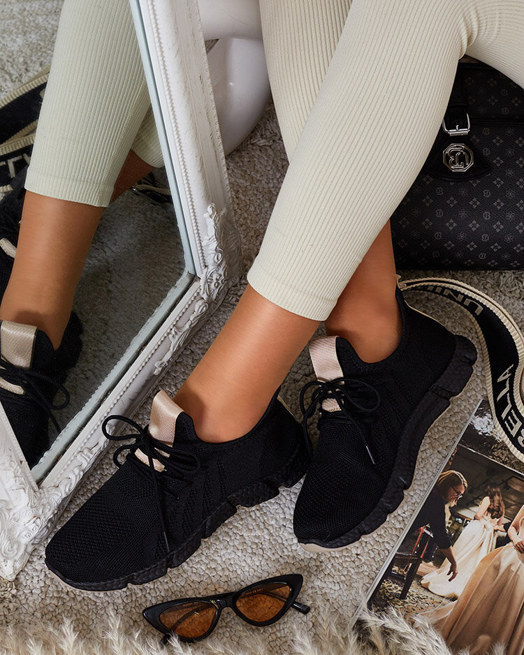 Resti Black and beige women&#039;s sports shoes Bommgi - Footwear