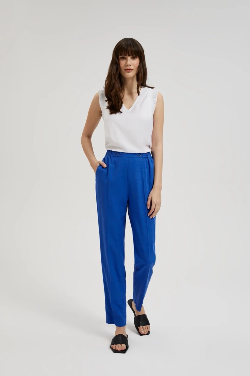 Women's canvas pants MOODO - blue