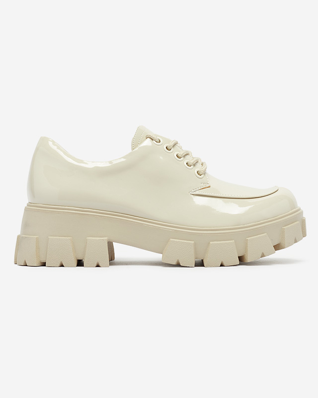 Resti Women's light beige lacquered lace-up shoes Ginara - Footwear