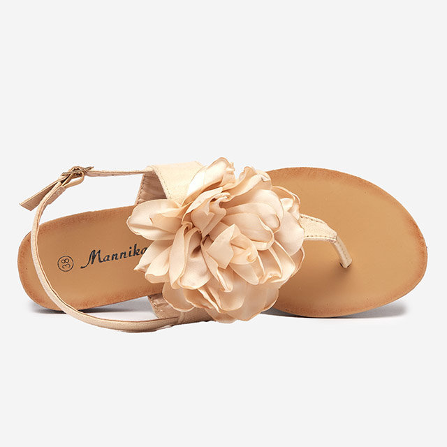 Resti Beige women's sandals with a flower Nerikala - Footwear