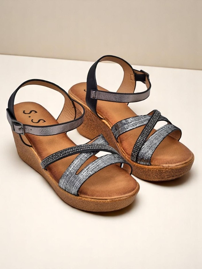 Resti Women&#039;s wedge sandals with rhinestones and glitter Eclat