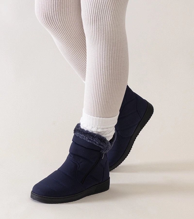 marka niezdefiniowana Navy blue snow boots decorated with Khit fur