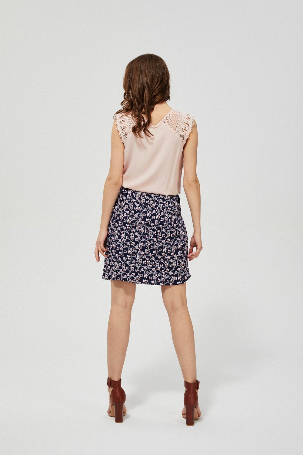Marisse Printed Viscose Skirt L-Sc-3123 Navy