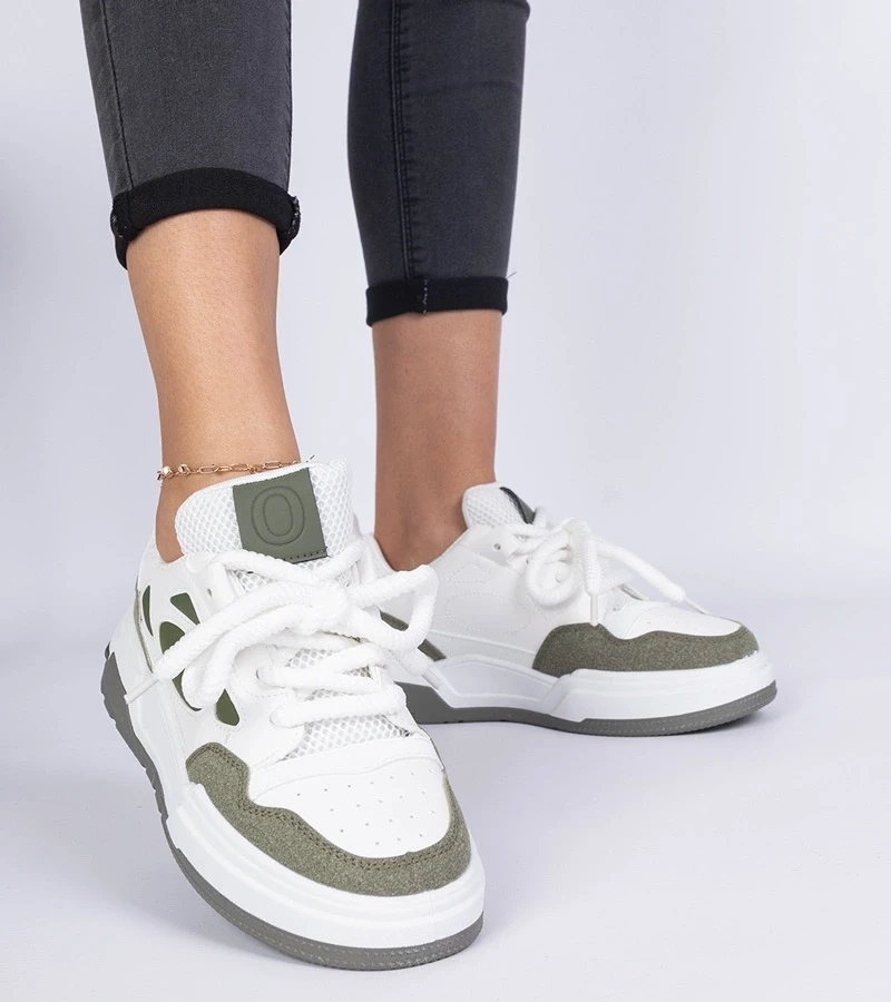 Gemre Adidași verzi pentru femei cu șireturi masive Alpacco