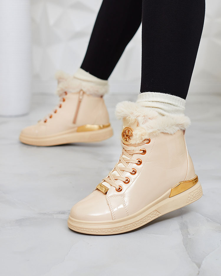 Resti Beige lacquered women&#039;s insulated Sylnina boots