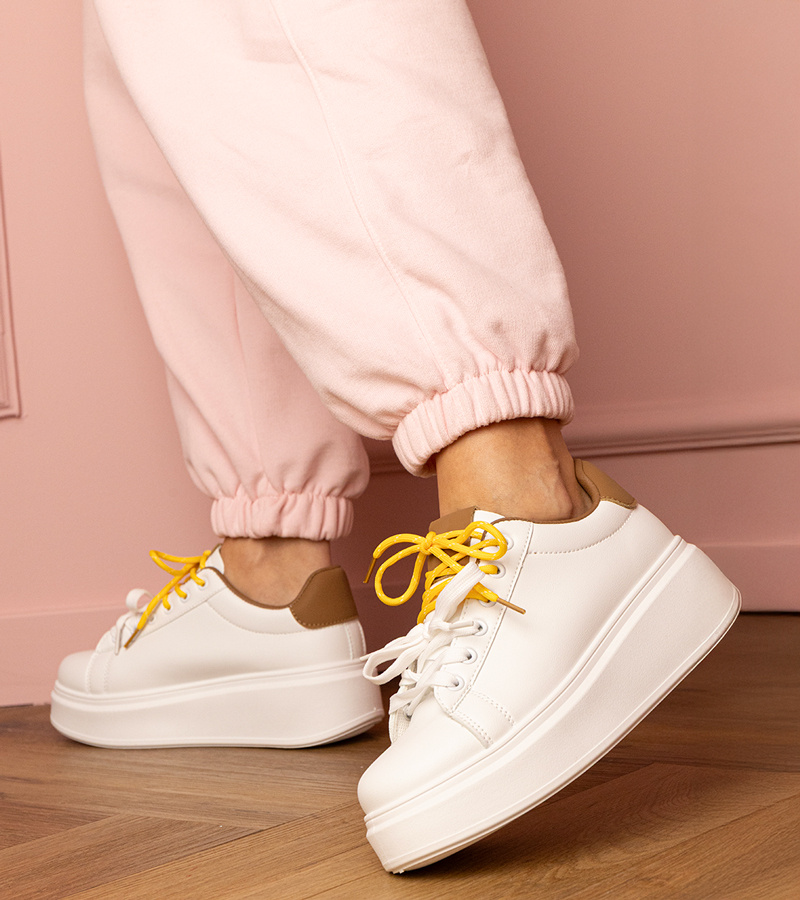 marka niezdefiniowana White-brown platform sports sneakers Kler