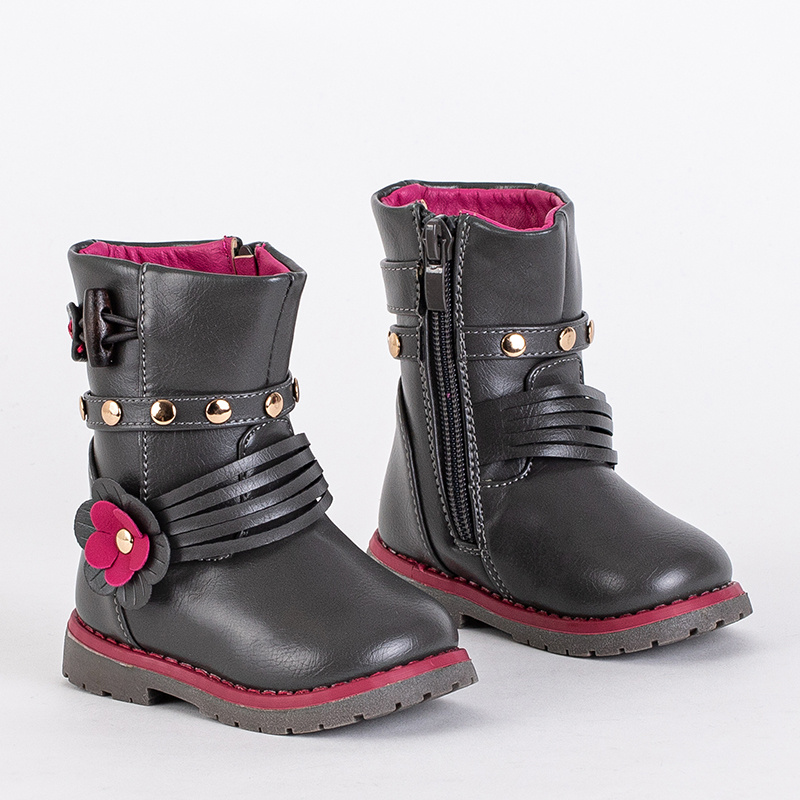 Resti Gray childrens boots made of eco leather Kisso - Footwear