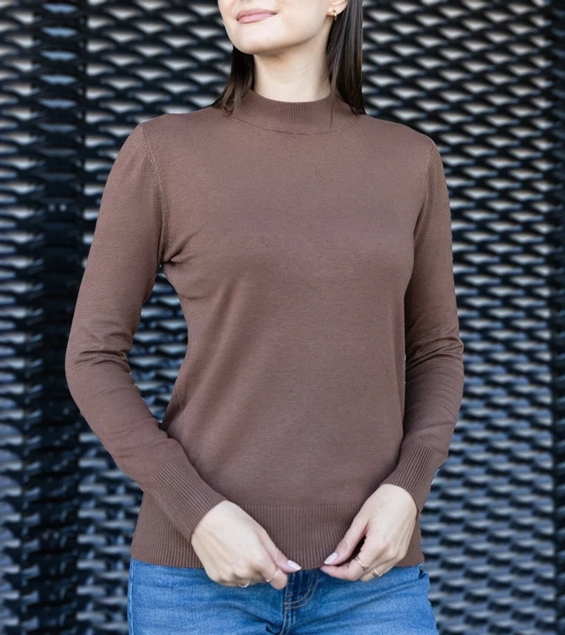 marka niezdefiniowana Brown classic loose-fit sweater Essana
