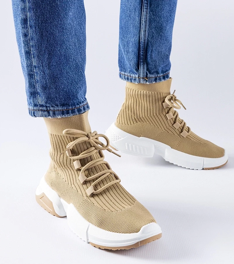 Gemre Sneakers înalți de culoare bej închis Sanschagrin