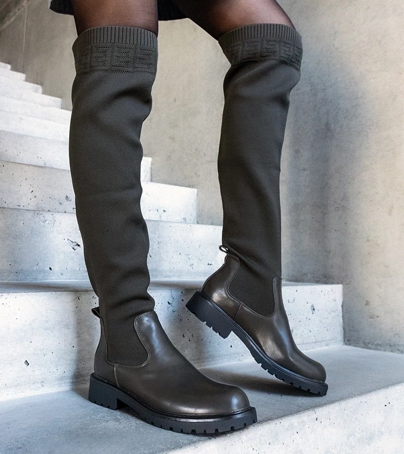 Gemre Botine verzi lungi cu tocul elastic Juanra.