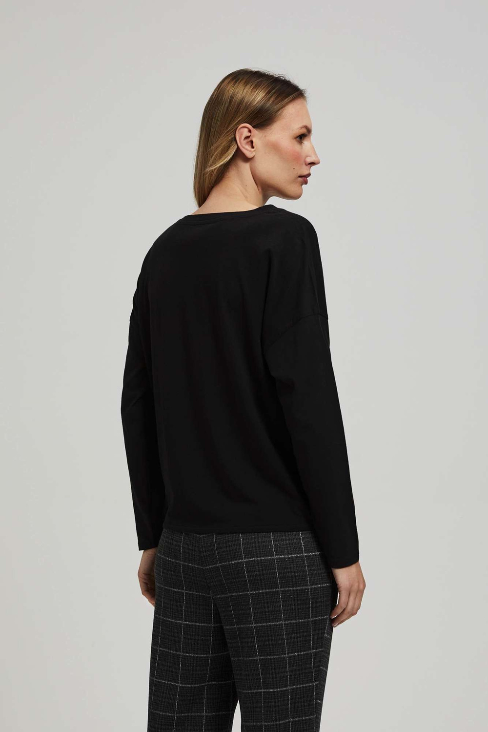 Marisse Black Blouse With An Inscription And Ties