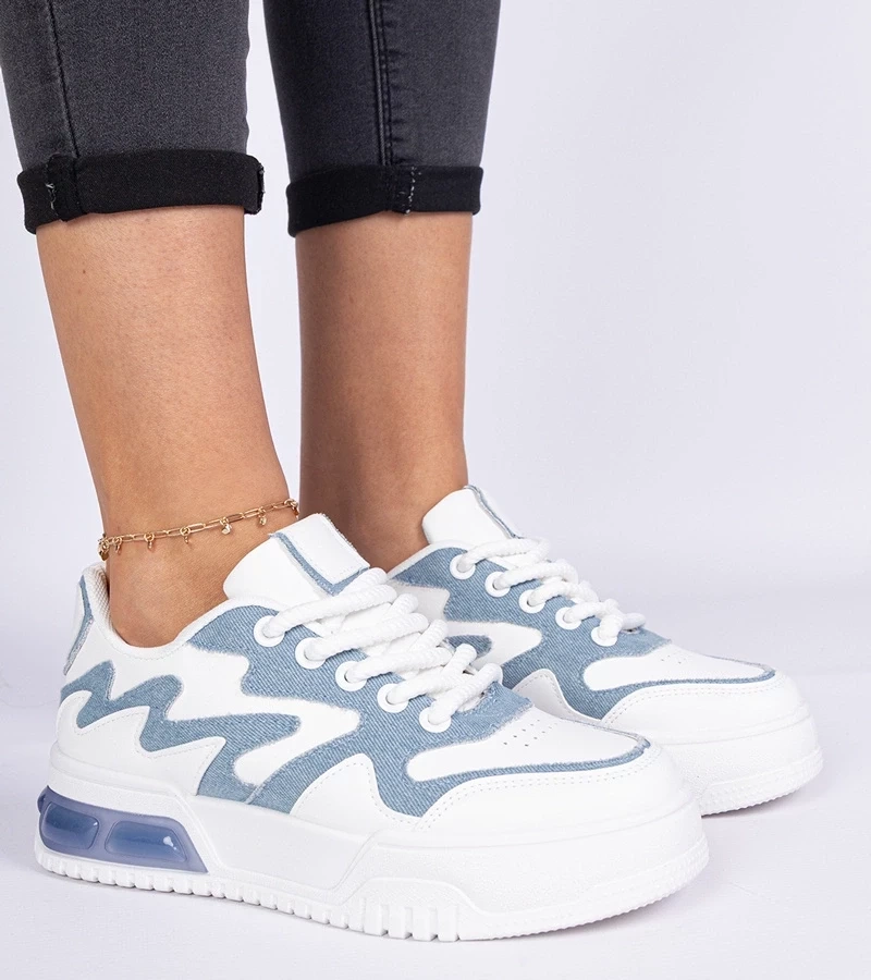 Gemre Adidași albaștri de damă cu detalii din denim Lasata