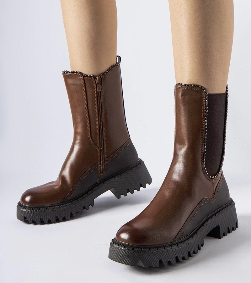 Gemre Botine călduroase maro Donigala