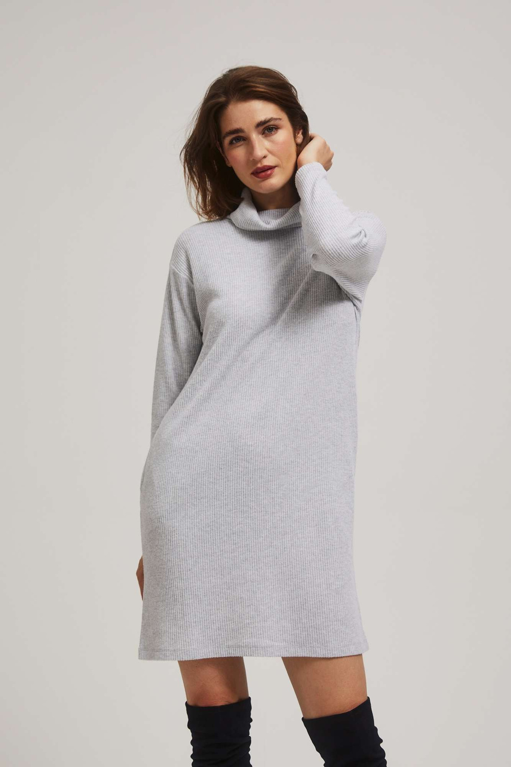 Marisse Gray Turtleneck Dress
