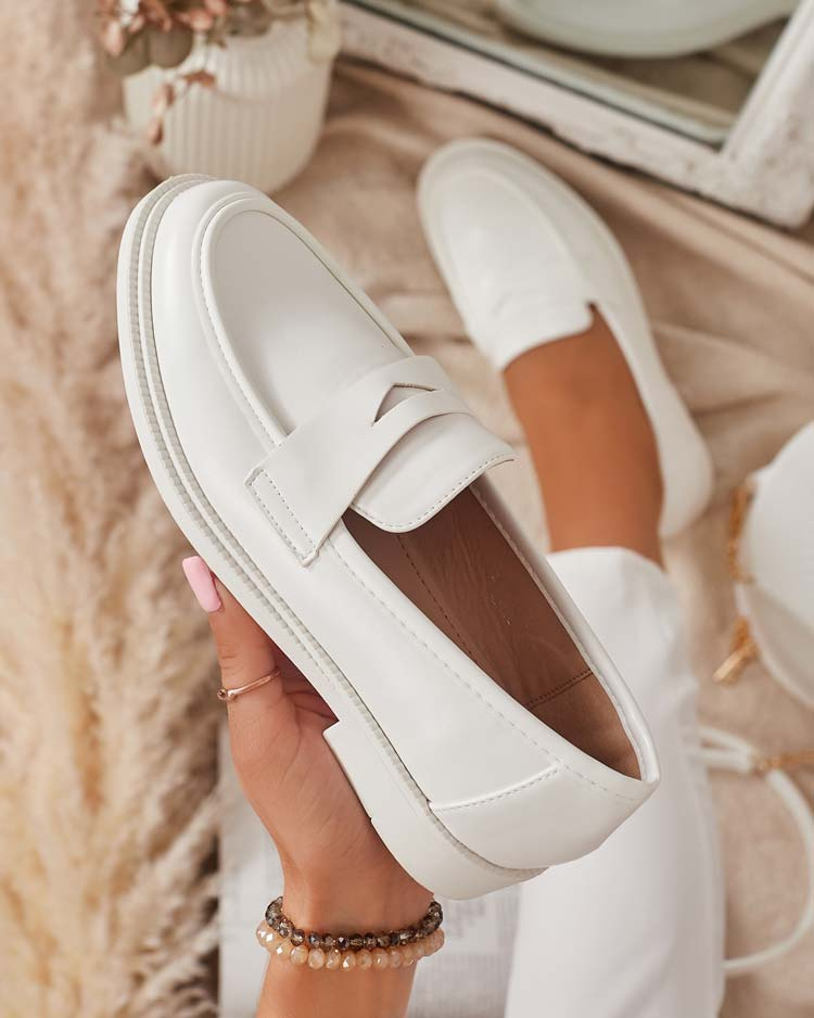 Resti White women's moccasins made of eco leather Zibom- Footwear