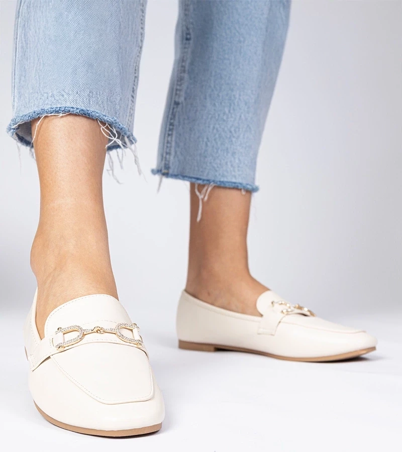 Gemre Mocasini eleganți bej cu zirconii Banzao