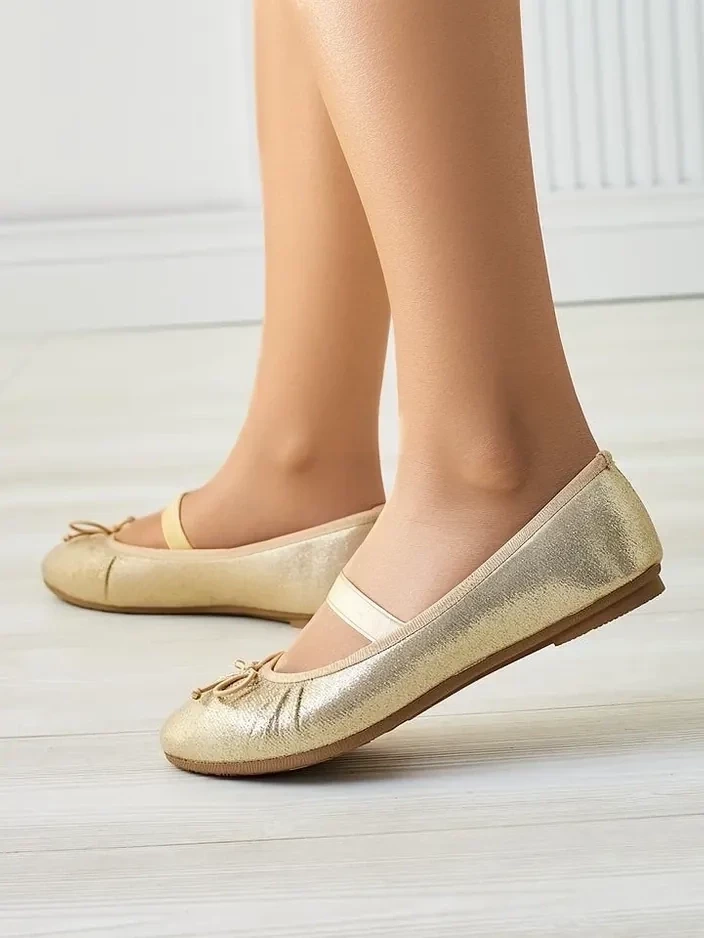 Resti Shiny women&#039;s ballet flats with a bow and elastic Safte