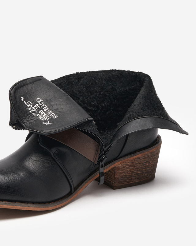 Resti Black ankle boots on a low post Asteria - Footwear
