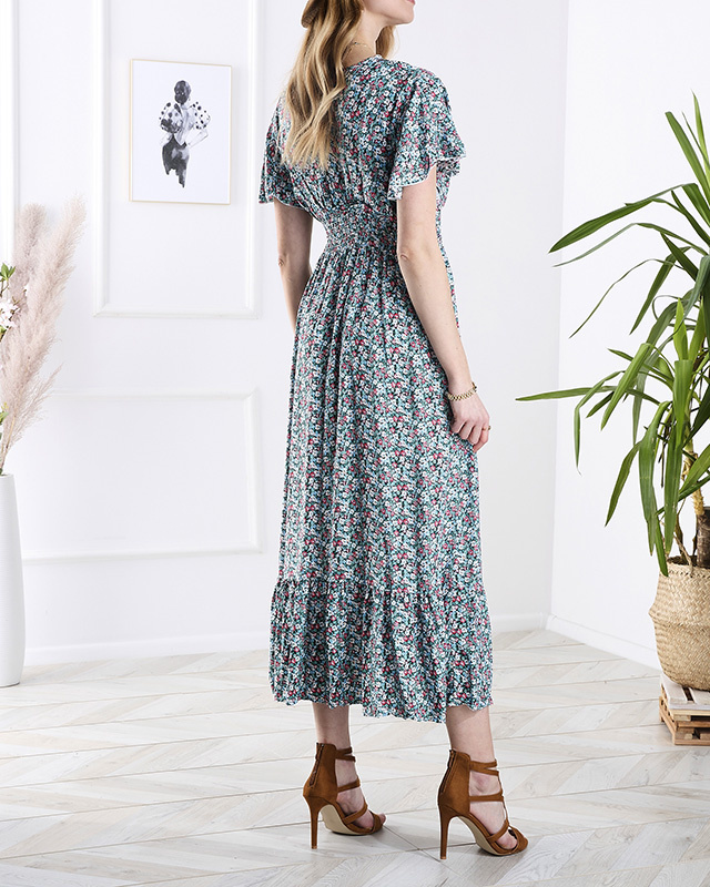 Resti Women's floral midi dress in blue- Clothing