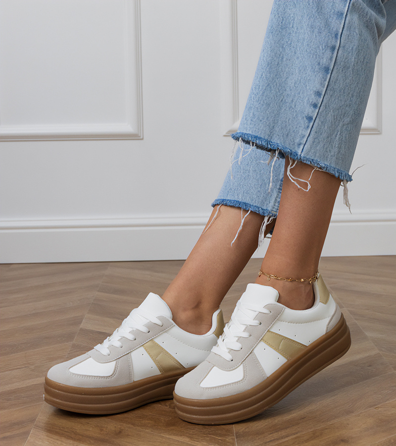 Gemre Adidași albi de damă pe platformă Serila