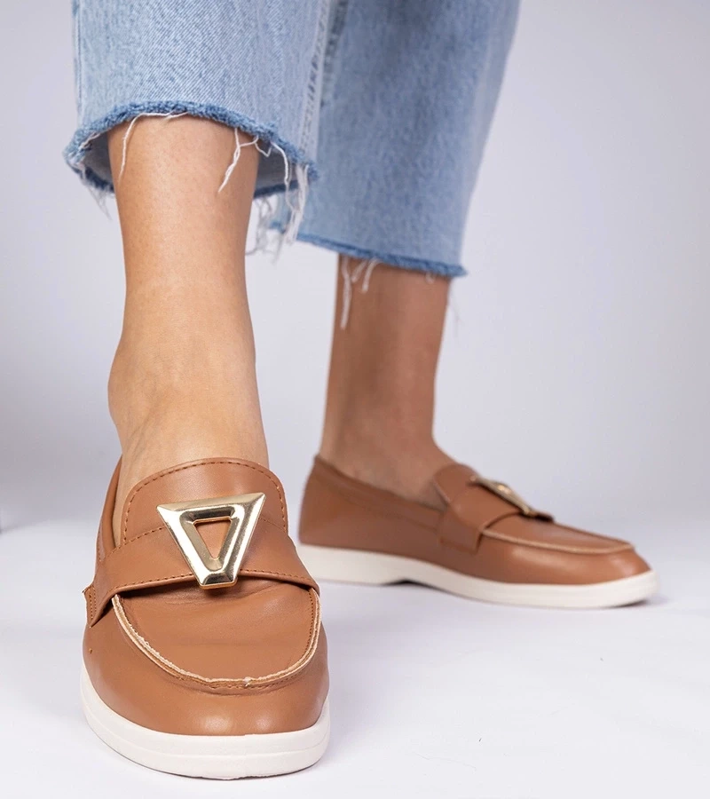 Gemre Mocasini damă maro cu decorațiune elegantă Viletta