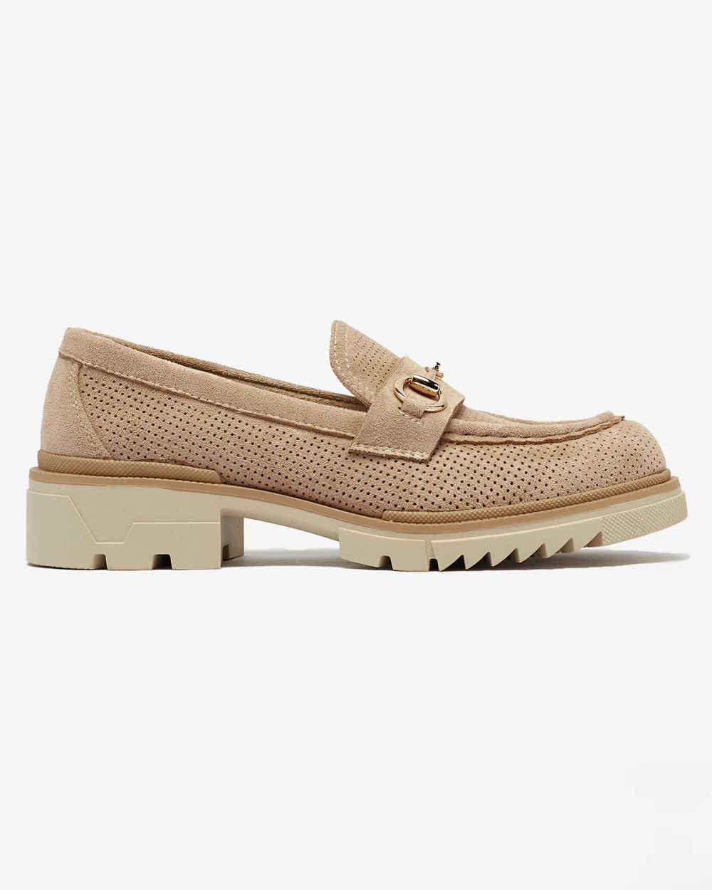 Resti Light brown openwork women&#039;s moccasins with chain Imerila