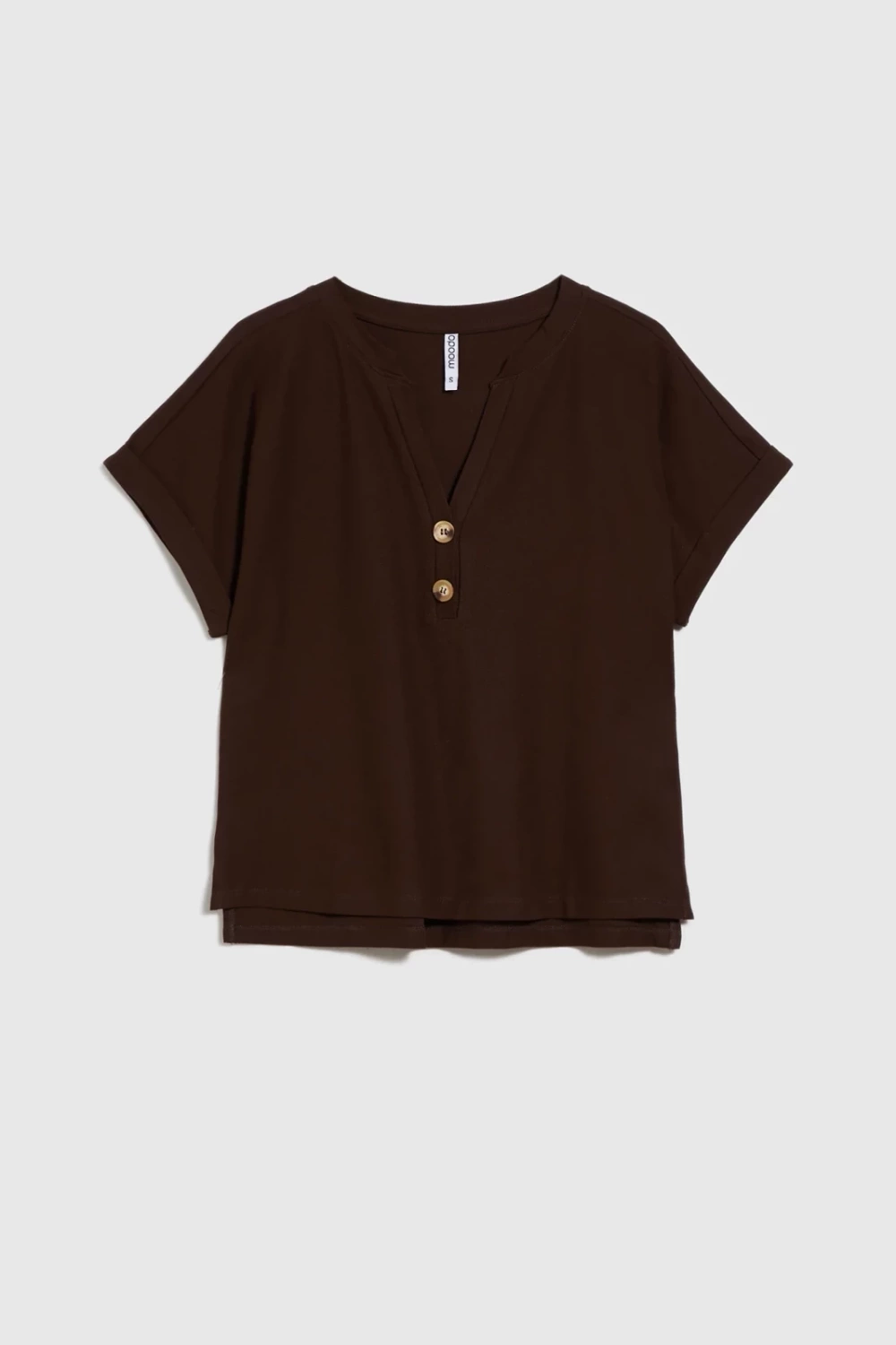 Marisse Brown Blouse With Buttons On The Neckline