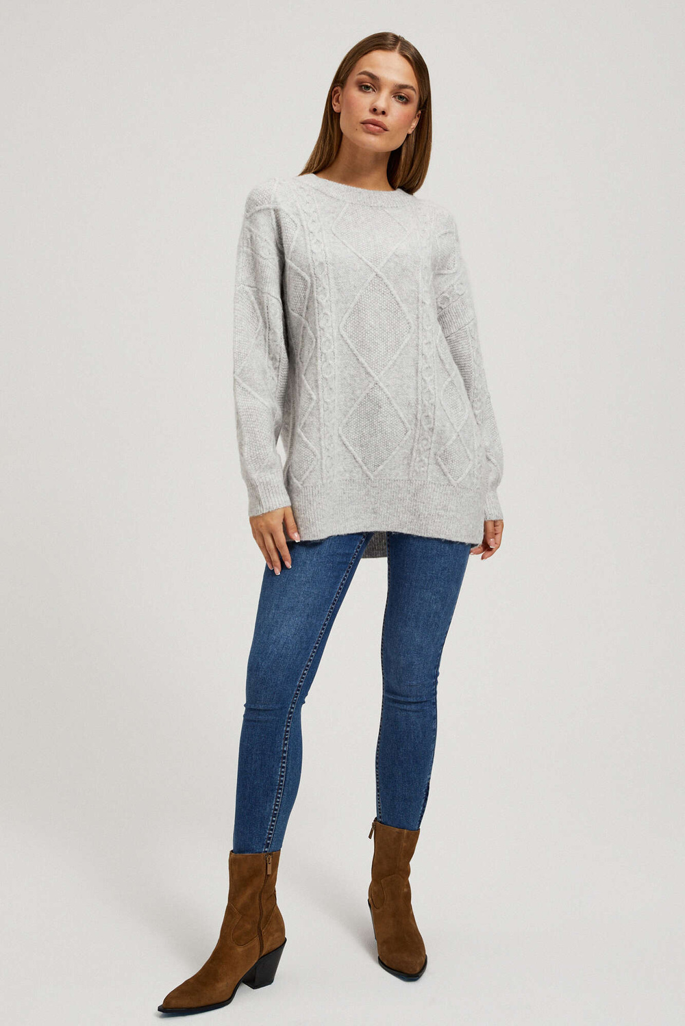 Sweater with decorative fabric