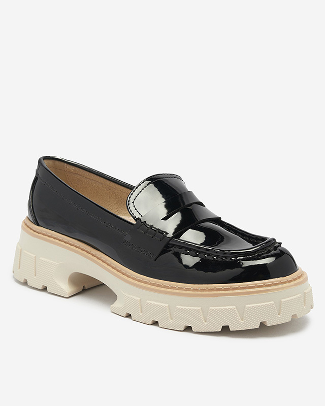 Resti Black lacquered moccasins for women Mewira - Footwear