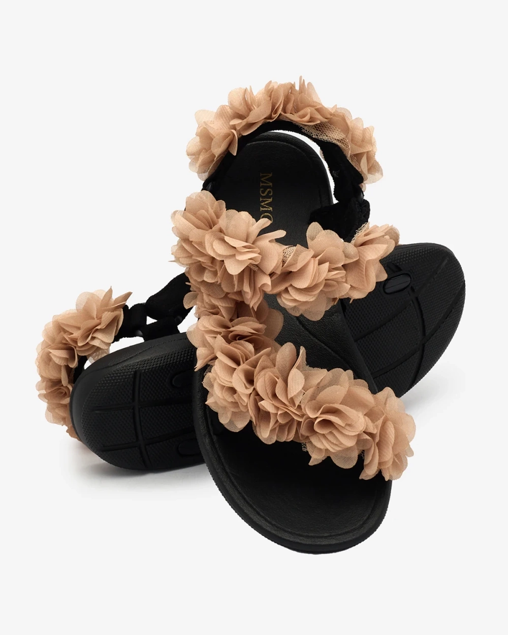 Resti Beige women&#039;s sandals with flowers Alferroy