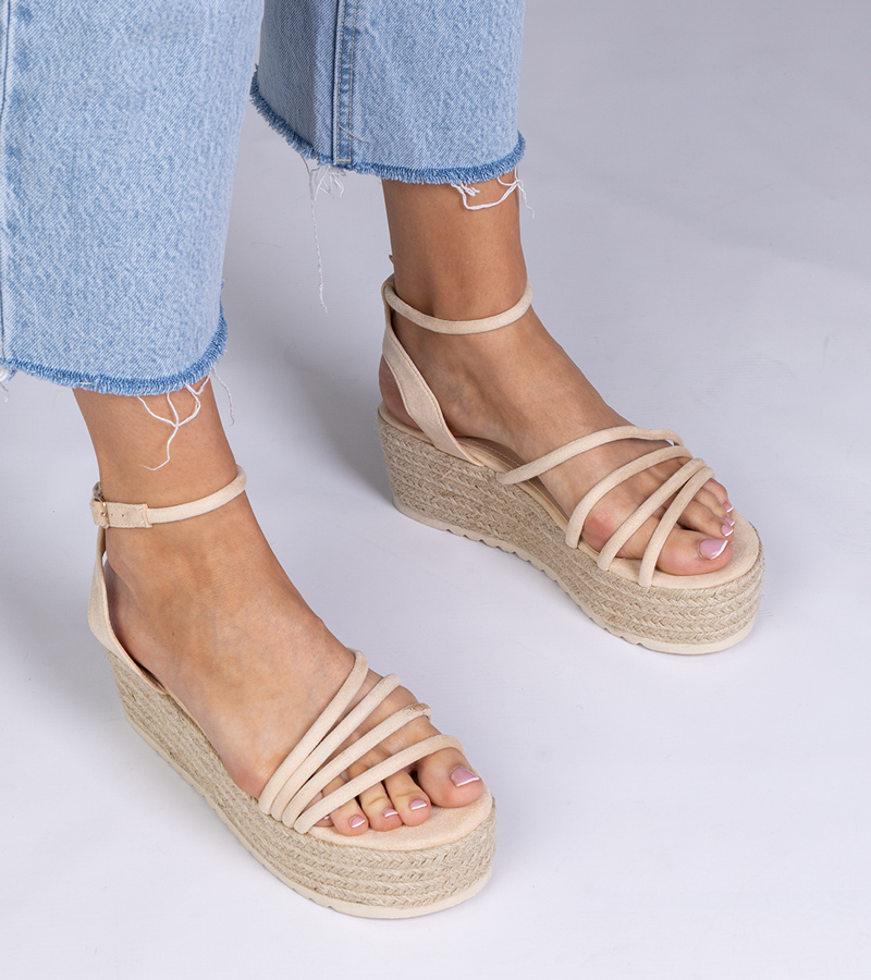 marka niezdefiniowana Beige platform espadrille sandals Panola