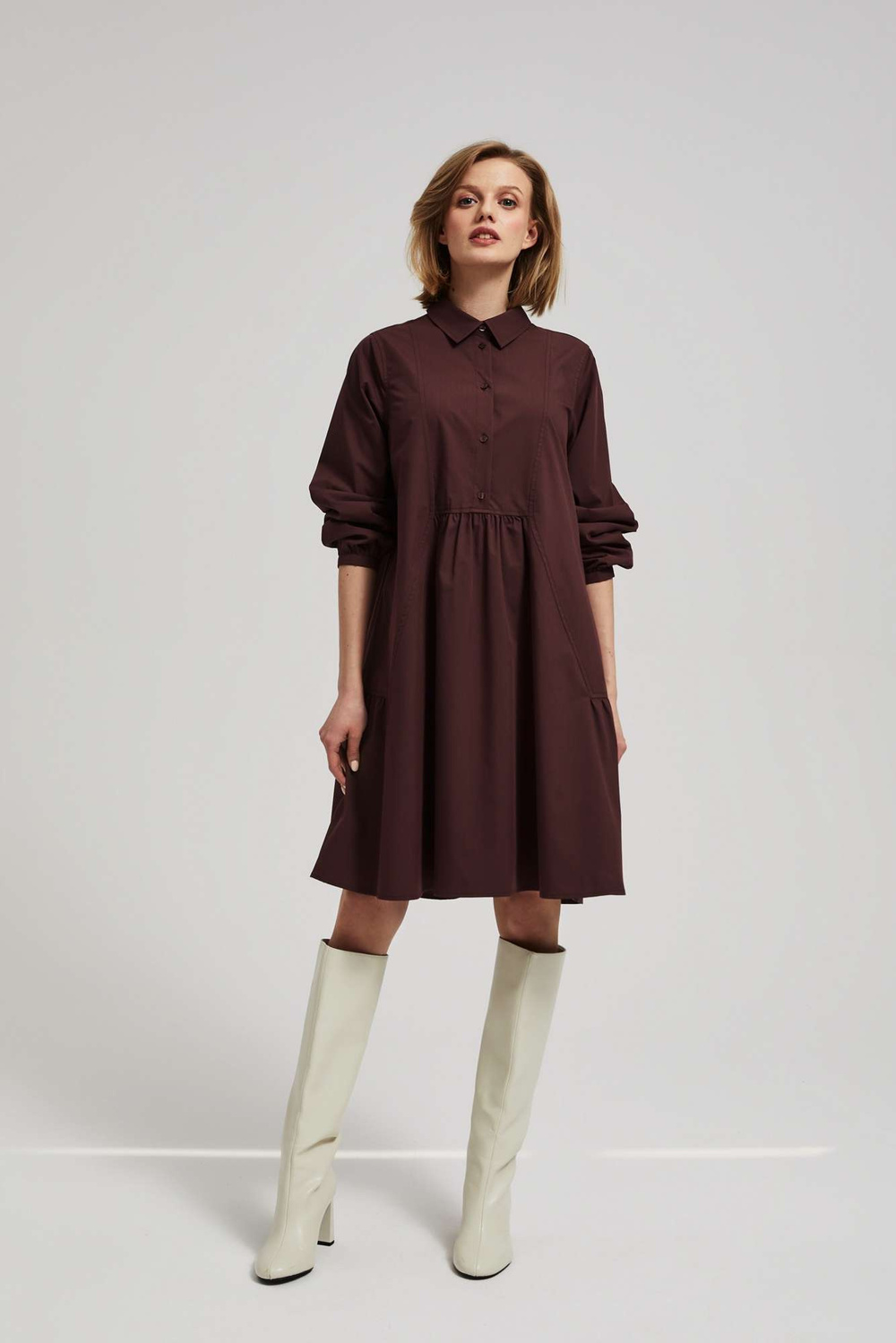 Marisse Brown Shirt Dress