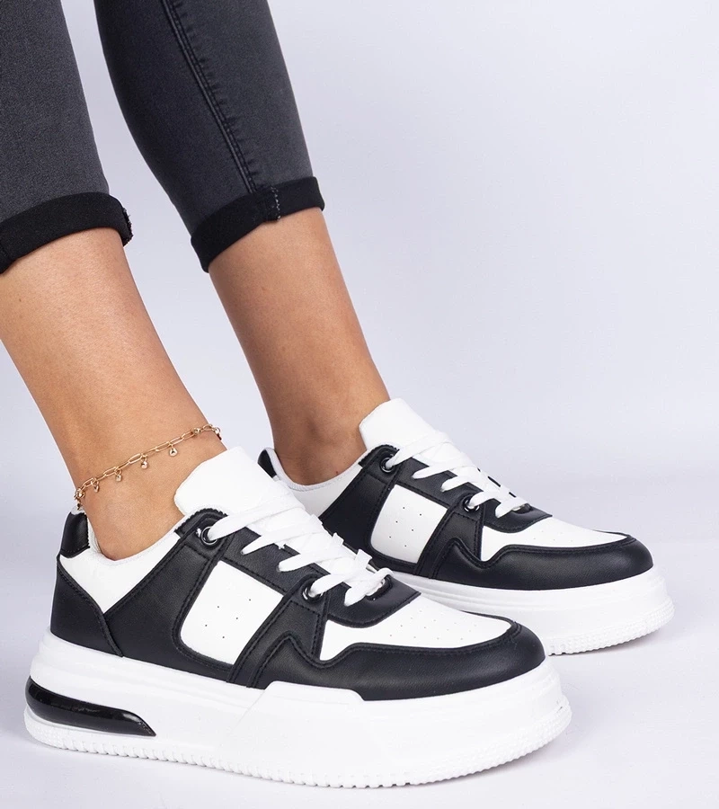 Gemre Adidași damă alb-negru cu talpă groasă Rossio