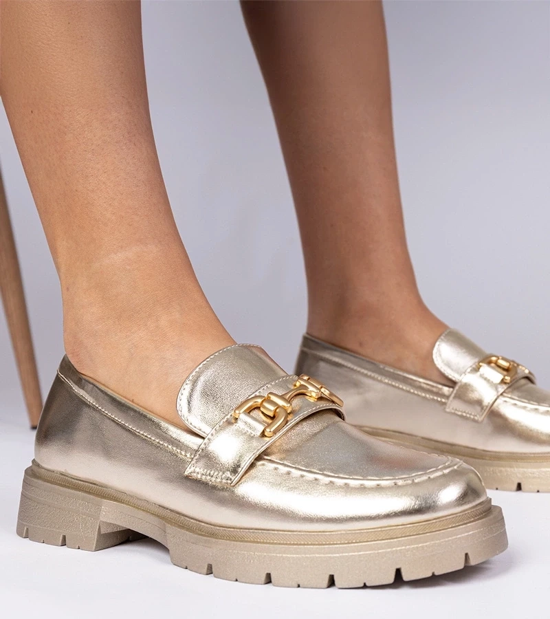 Gemre Mocasini eleganți aurii din piele ecologică Danetti