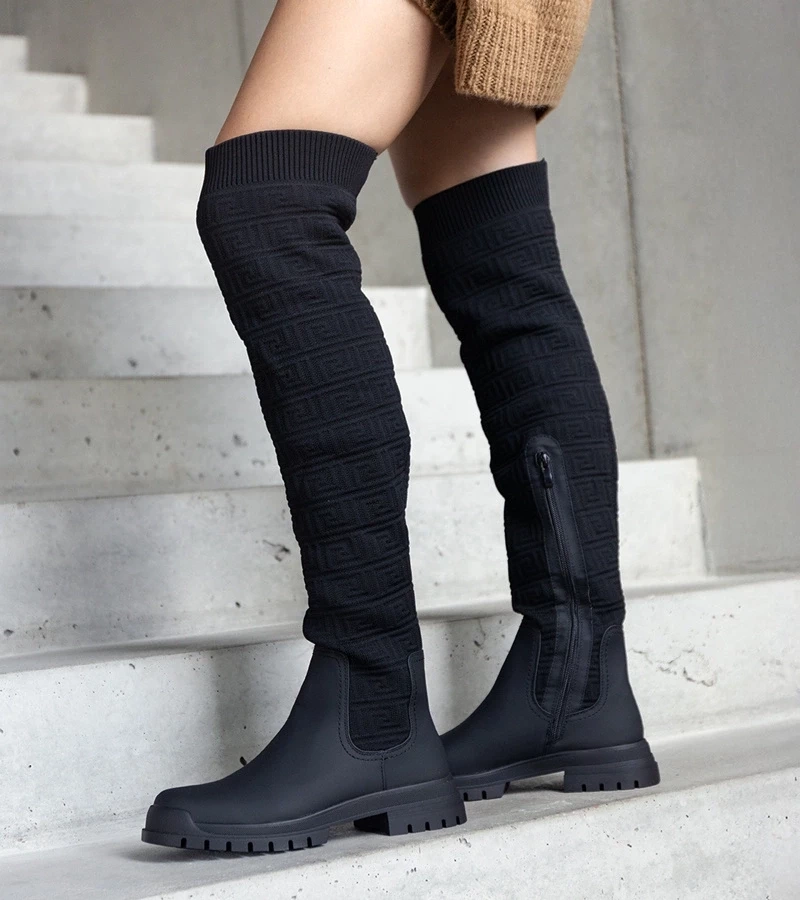 Gemre Cizme negre din material cu finisaj mat Scarlett