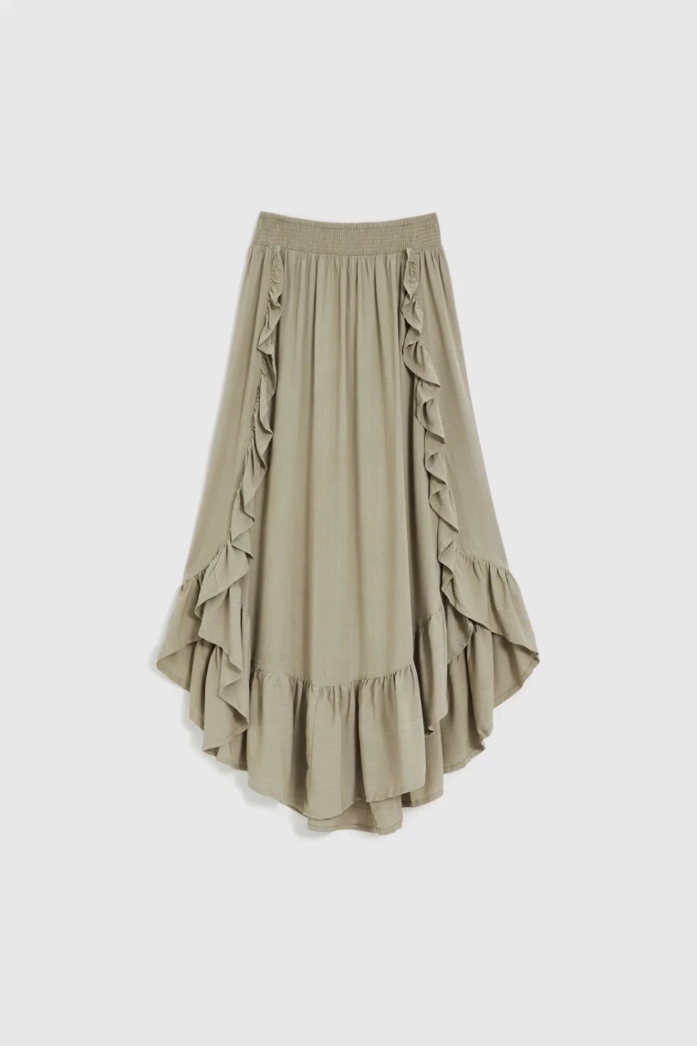 Marisse Olive Ruffle Skirt