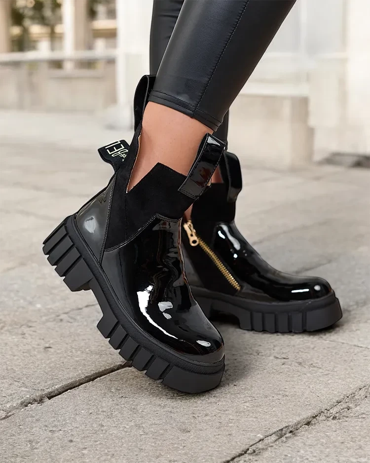 Resti Black women&#039;s patent leather insulated Eratra boots