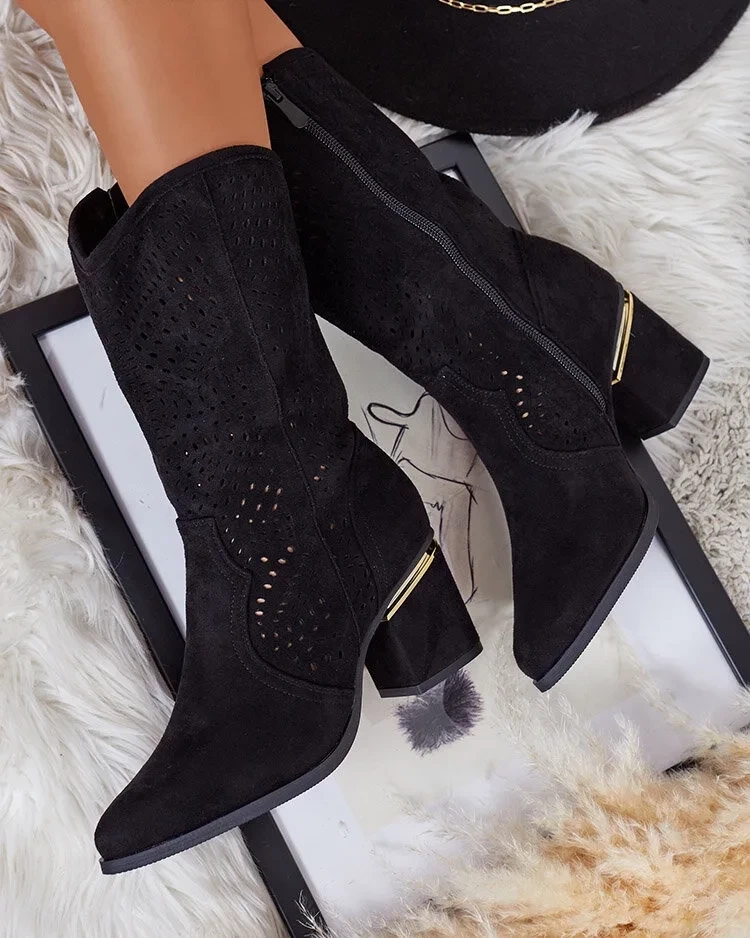 Resti Openwork low stiletto boots Hewir