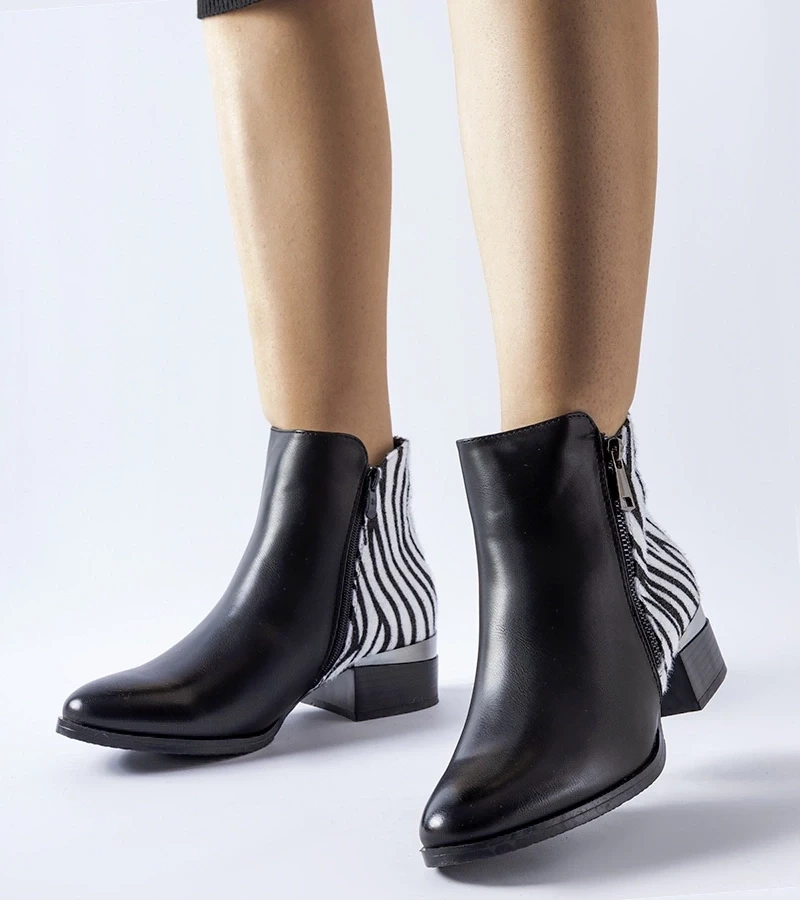 Gemre Botine negre căptușite cu model de zebra Olindo
